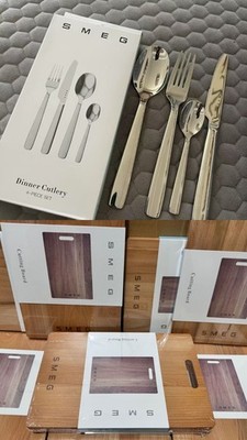 SMEG 4-piece set dinner cutlery + SMEG cutting board FREE Shipping