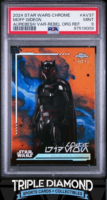 2024 Topps Chrome Star Wars Moff Gideon Aurebesh Var Orange #07/25 PSA 9 A188