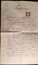 Reichenberg 1879/80 Kaufvertrag Notar A. Petrak 2x 50K + 10K St, Marken 4 Seiten