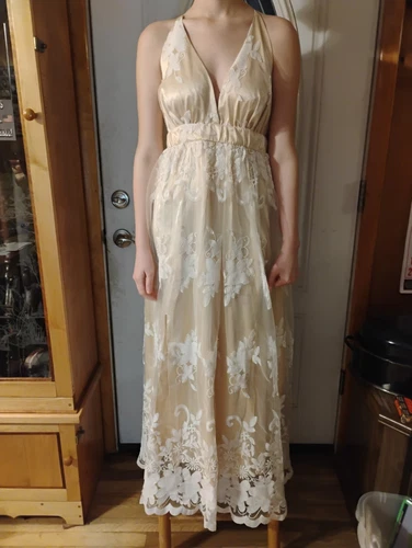 OFF WHITE abito lungo pavimento formale taglia small bianco sporco pale