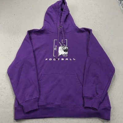 Northwestern Wildcats Hoodie Mens Large Purple Football Sweatshirt Logo NCAA