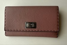 Fendi Pink Leather Bi Fold Wallet Long Wallet Selleria Peekaboo Authentic