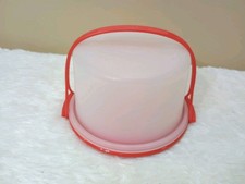Vintage Tupperware Tupper Toys Cake Taker Carrier w Handle Kids Mini 1498 Red