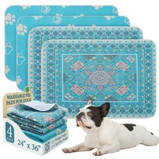 Homimp Washable Pee Pads for Dogs, 4 Pack Reusable Puppy Pads, Absorbent and ...
