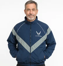 Vintage USAF Air Force PT Jacket Skilcraft Blue Reflective Windbreaker Men’s L