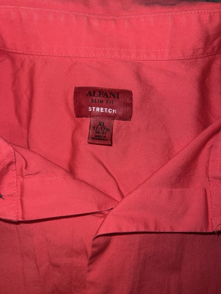 Alfani Men’s XL Slim Fit Dress Shirt In Coral - Image 3 of 4