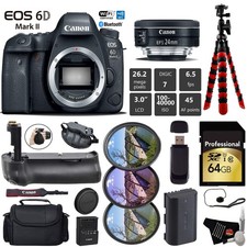 Canon EOS 6D Mark II DSLR Camera with 24mm f/2.8 STM Lens  Professional Battery