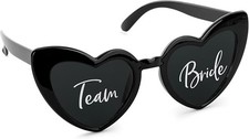Heart-Shaped Sunglasses, Team Bride, Black, Party Accessories, 14.8 x 6 cm Frame