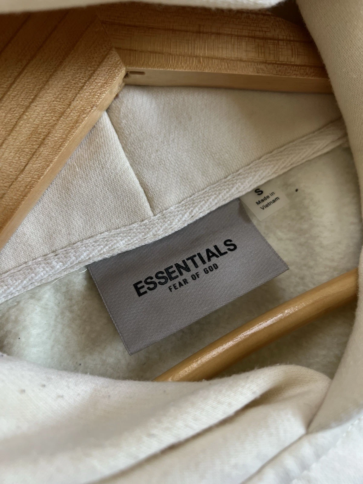 Felpa con cappuccio Fear of God Essentials Big Logo beige taglia S
