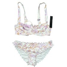 Victorias Secret Floral Paisley Underwire Bikini Set 32C XS Cream Lavender New