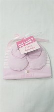 NEW GOT MILK Infant Baby Cap and Booties Set Hat Pink  White Stiipes Cookies
