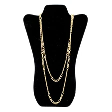 Nygard Double Strand Station Oval Link Cable Chain Necklace 38 Inch Vintage Sign