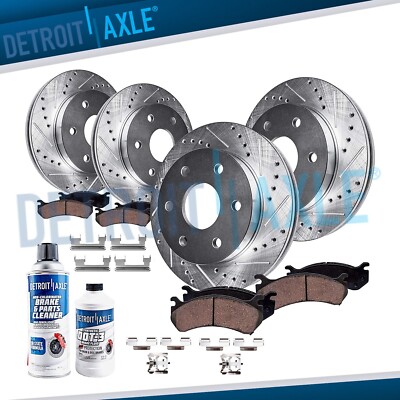 Front Rear Drilled Brake Rotors Pads for Chevy Silverado 1500 Tahoe GMC Safari