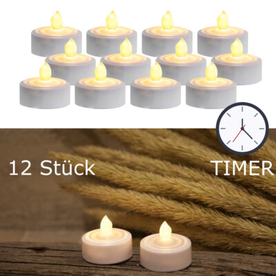 LED Teelicht 12er Set Paulo flackernde LED H: 2,9cm inkl. Timer + Batterien