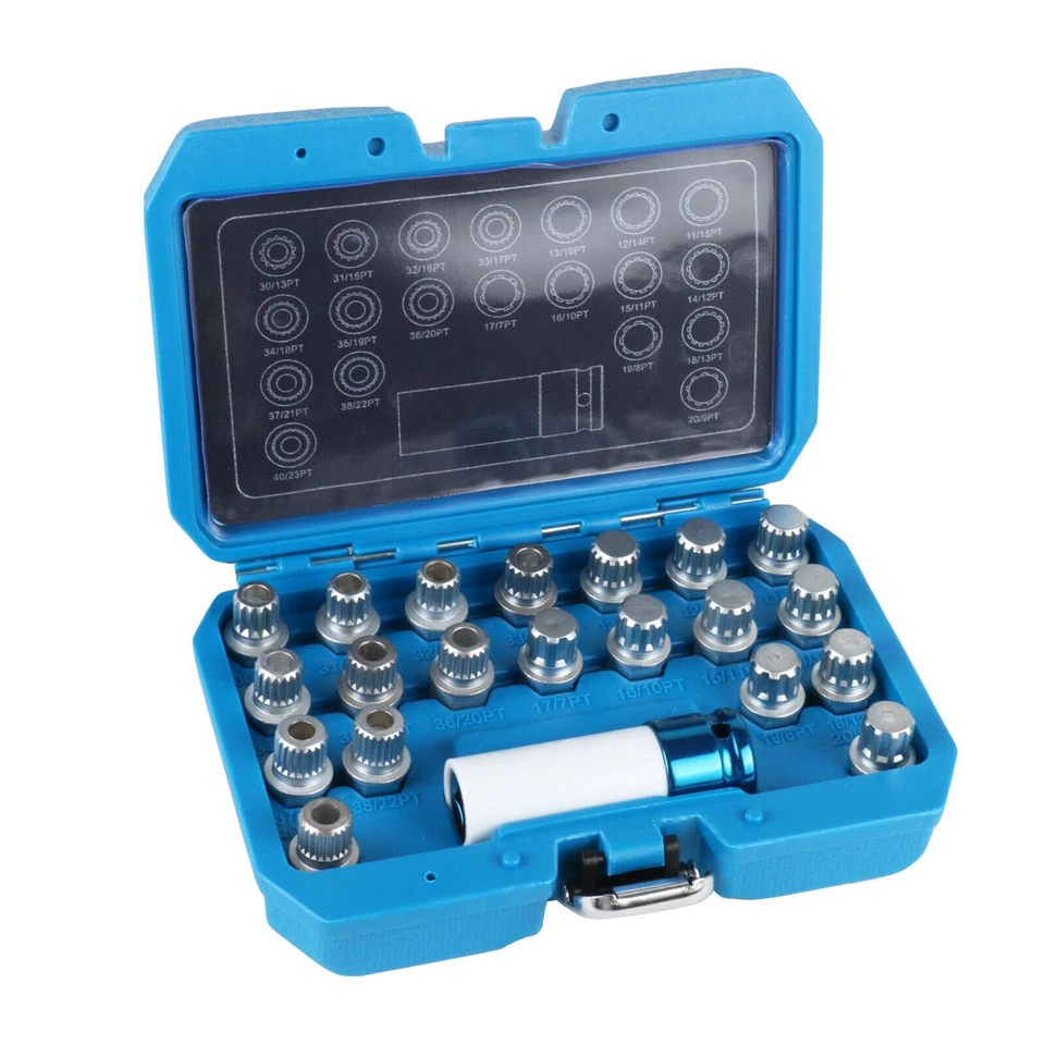 21pcs Master Locking Wheel Nut Key Set Anti-Theft Splined Lug Nut Socket for BMW Foto 3 de 4