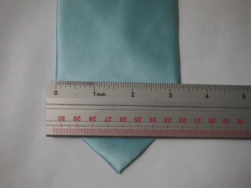 Puccini Mens Necktie Tie Solid Aqua Blue Gloss Thick Microfiber 58" Career - Picture 4 of 4