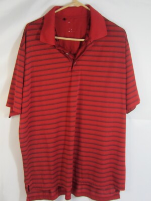  Men's Adidas Performance  Red Black strip Short Sleeve Polo Golf Shirt Size XXL