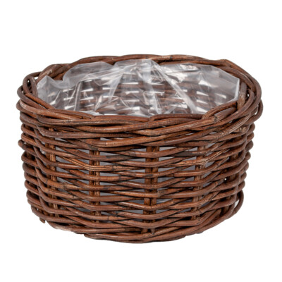 Pflanzkorb VERONA-Rund ca. D30cm Natural Brown Rattan Blumenkasten Blumenkorb