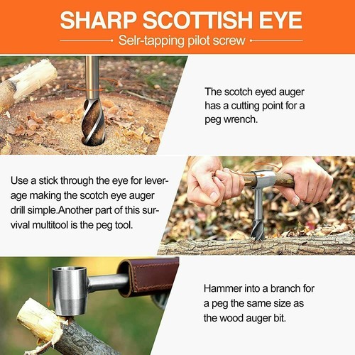 Survival Tools Camping Bushcraft Hand Auger Wrench Scotch Eye Drill Bit Outdoor - Picture 6 of 14
