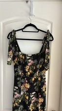 Reformation Twilight Tie Bow Dress - Sicilia (black with florals and lemons) - 4