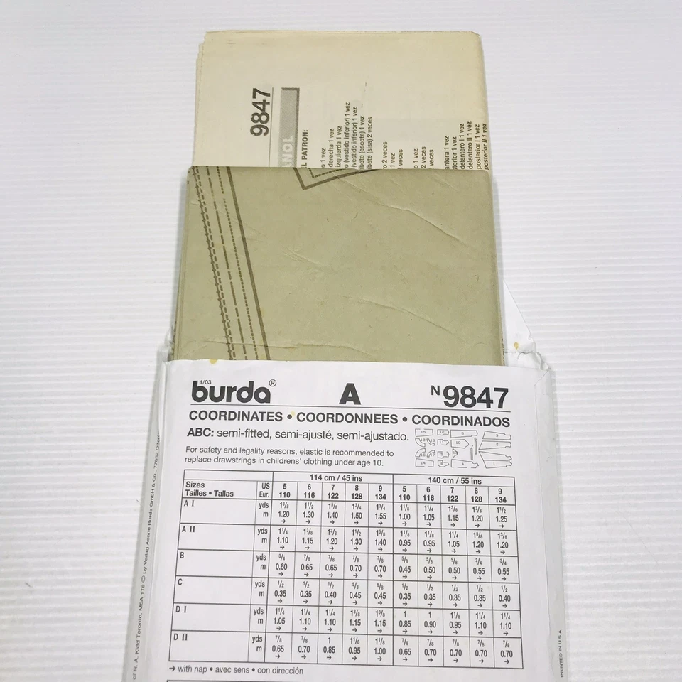 BURDA 9847 Dress Top Skirt Jacket Girls Size 5 6 7 8 9 Sewing Pattern BN UNCUT - image 3 of 4