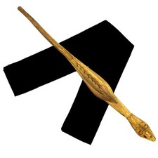 14" Air Dragon Hand Carved Almond Wood Magic Wand Wizard Wicca w/Free Velvet Bag