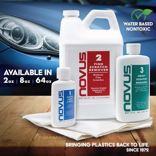 NOVUS Plastic Polish Clean Shine & Protect, Fine & Heavy Scratch Remover,8 Fl Oz - Picture 6 of 7