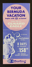1961 Cunard Eagle Airways Princess Hotel Bermuda Vacation VTG Travel Brochure