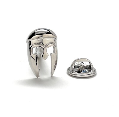 Spartan Helmet Lapel Pin Classic Ancient Greek Hoplite Helmet Shinny Silver