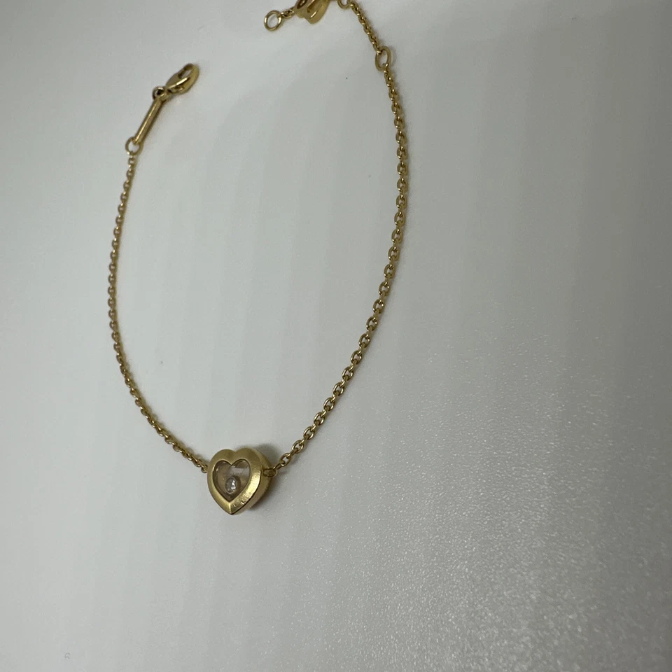 Chopard Happy Diamond icon 18k yellow gold diamond bracelet heart floating chain - Image 4 of 4