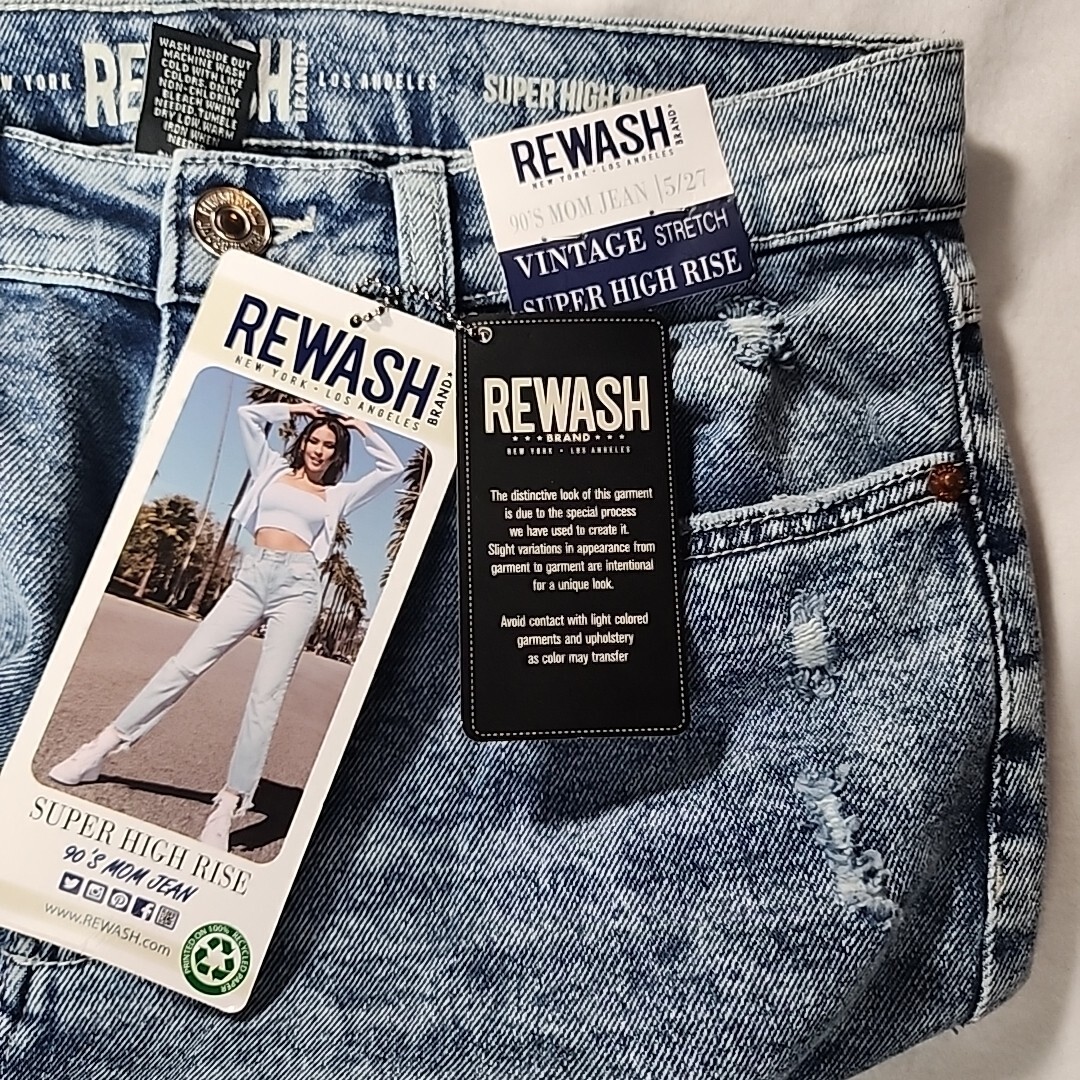 Rewash 90s Mom Jeans Super High Rise Size 5/27 Vintage Steretch Tappered Leg
