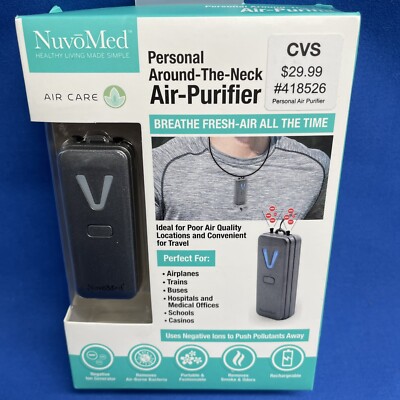 Personal Around The Neck Air Purifier NEW Nuvo Med Rechargeable Gray Color