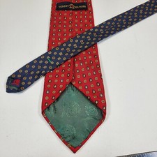 Tommy Hilfiger Men's Necktie 2 Tone 100% Silk Made in USA Red Blue 60"L 4"W