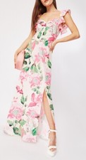 Quiz Floral Front Split Maxi Dress Still Retailing At £45,size 18 New
