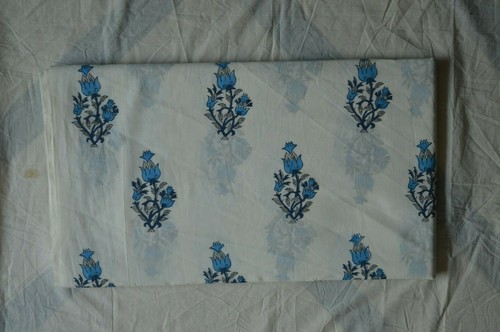Vestido de tela de algodón con estampado de bloques de mano de 2,5 yardas tela de algodón con estampado a mano (2k24)