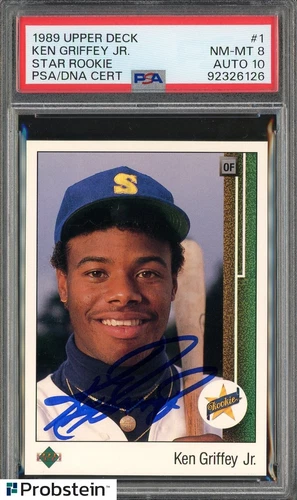 1989 Upper Deck Star Rookie #1 Ken Griffey Jr RC HOF PSA 8 PSA/DNA 10 AUTO