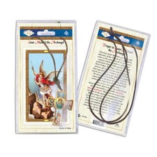 Collar Cruz Madera Tarjeta Oración Laminada San Miguel Arcángel San Miguel