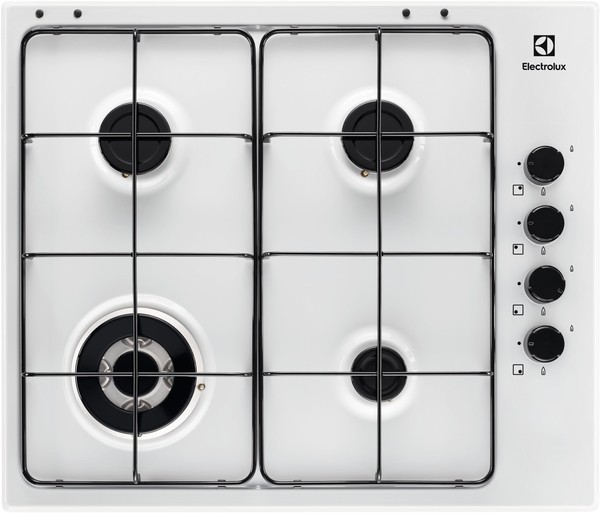 Electrolux EGS6414W Gas Kochfeld Einbau 60 Cm 4-Flammen Emaille Slim Weiß-image