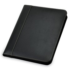 Leather Zip Padfolio Black