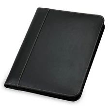 Leather Zip Padfolio Black