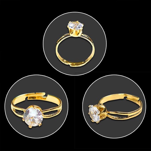 NEW Women's Gold Tone Crystal Jewellery Set Heart Necklace Earrings Rings Gift - Picture 7 of 9