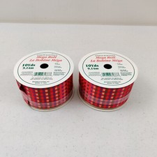 2 Mega Roll Wired Edge Ribbon 2.5  x 10 yards Red Blue Green And Gold