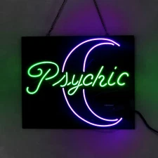 17"x14"Psychic Moon Neon Sign Light Beer Bar Pub Windows Wall Hanging Nightlight