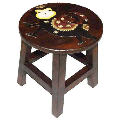 Holzhocker Kinderhocker Hocker Sitzhocker Fußbank Massivholz Stuhl Tier braun - Bild 5 von 28