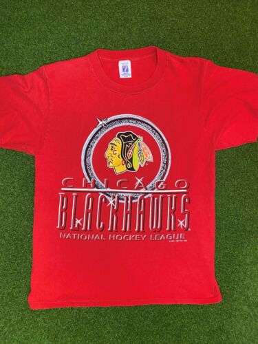 1992 Chicago Blackhawks - Grand logo - Tee-shirt vintage de la LNH (moyen) - Photo 1 sur 1