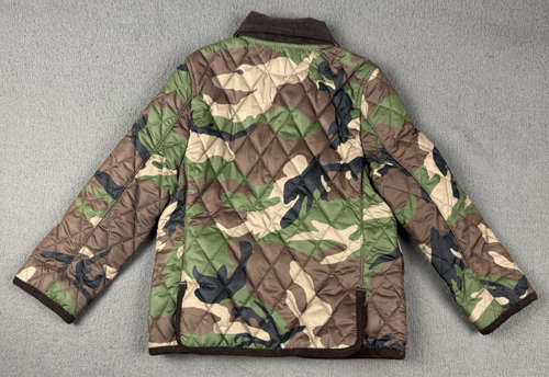Polo Ralph Lauren Camo Quilted Puffer Jacket Bomber Coat Green Snap Boys 4 4T - Picture 5 of 12