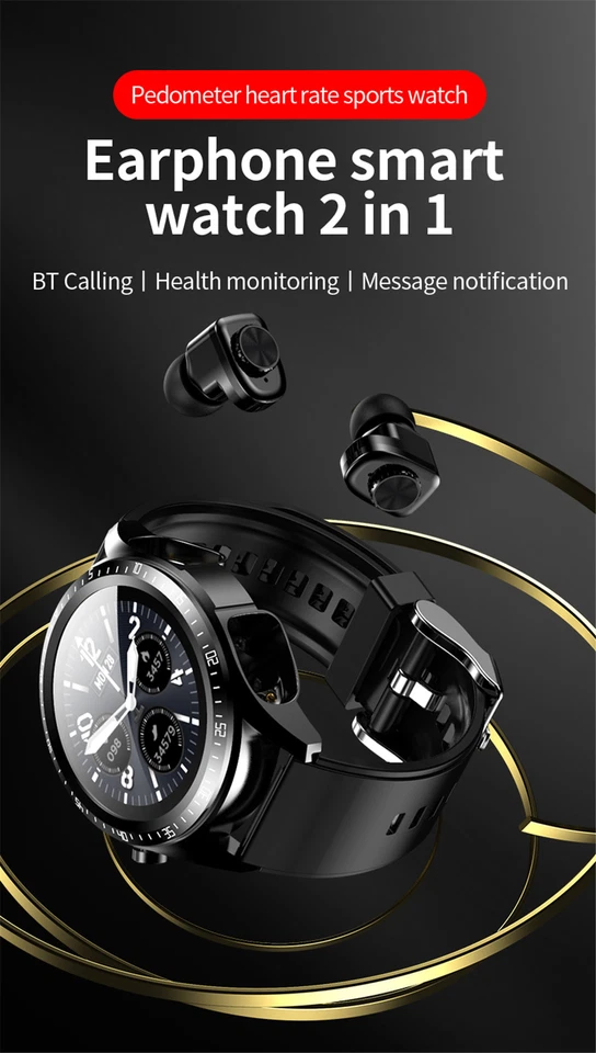 Smart Watch 2 In 1 Smartwatch with Headsets Bluetooth Phone Call for Men Women - Image 2 of 4
