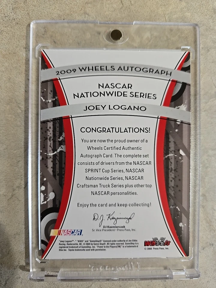 2009 Joey Logano Wheels Rookie Auto Card MINT CONDITION On Card Auto - Image 3 of 4
