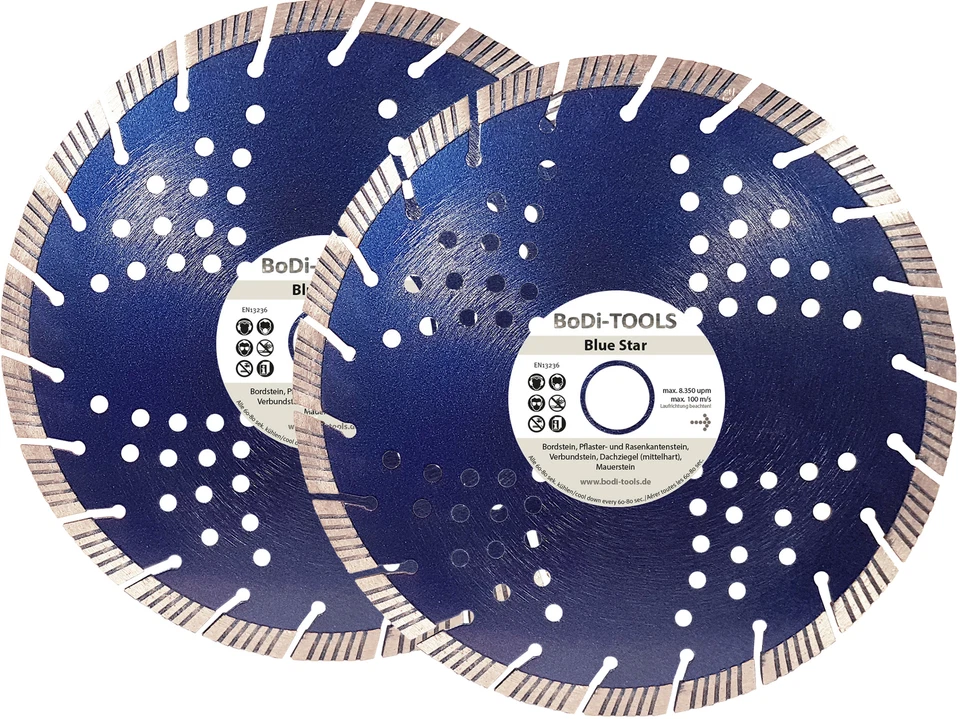BODI-TOOLS 2x Diamanttrennscheibe Ø 230 mm Turbo Beton Bohrung wählbar 20,0/22,2/25,4/30,0