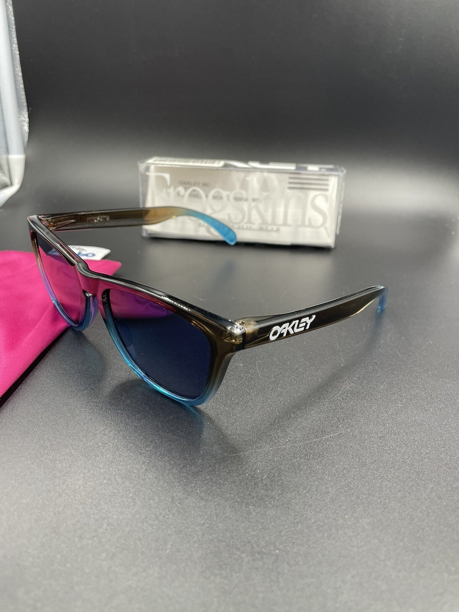 Oakley Frogskin Rootbeer/Cyan Fade w/ Blue Iridium Lenses | eBay